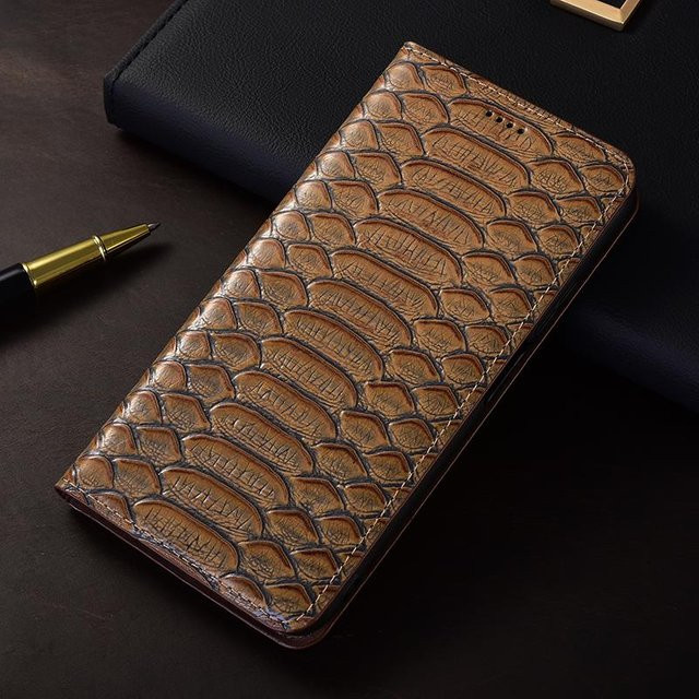 Echte Python-Leder Klapphülle für Samsung Galaxy S10 S20 S21 S22 S23 S24 S25 Note 10 20 Plus FE Ultra in Grau - Bild 1