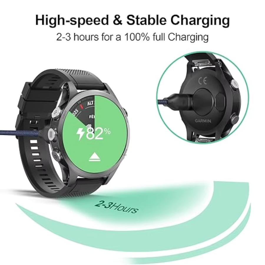 Geflochtenes USB-C Ladekabel für Garmin-Uhren in Blau, Länge: 100 cm - Bild 3
