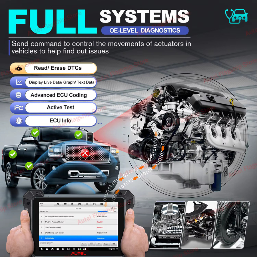 Autel MaxiCOM MK908 II OBD2-Scanner in Schwarz mit ECU-Codierung und bidirektionaler Steuerung - Bild 5