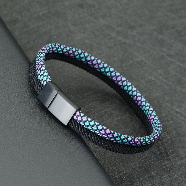 Paracord-Armband, Edelstahl-Magnetschnalle, zweifarbig, Herren - Bild 1