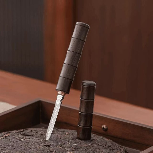 Ebenholz-Damast-Teemesser aus Massivholz in Braun für dein Kung-Fu-Tee-Set und Pu'er-Tee - Bild 1