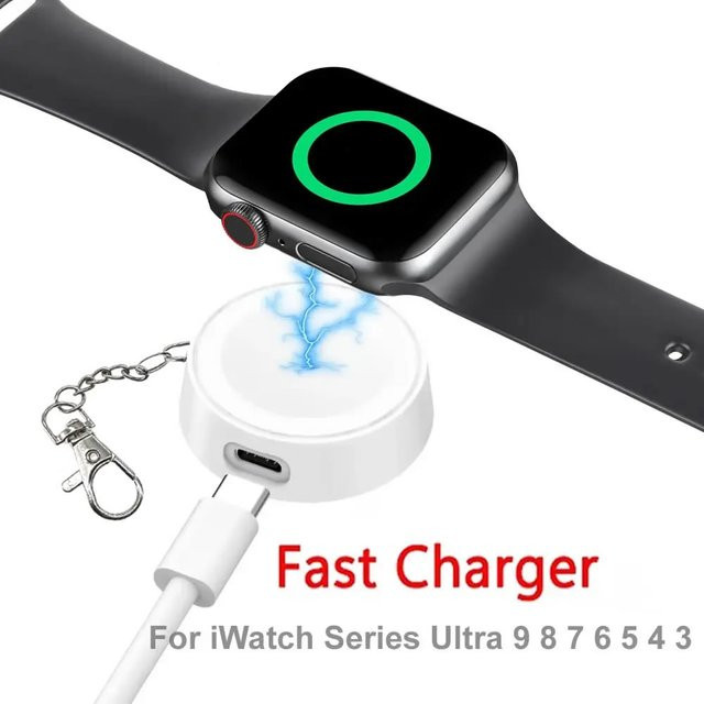 Apple Schnellladestation mit USB-C für Apple Watch Serie Ultra 2, 9, 8, 7, 6, 5, 4, 3 und SE in Weiß - Bild 1