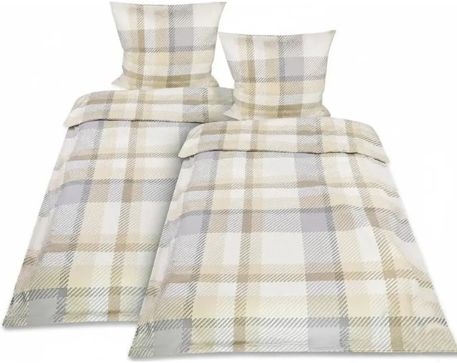 Beautissu Mira Bettwäsche Set aus Baumwolle in Beige, 4-teilig mit Bettbezug und Kissenbezug, B/H: 135 x 200 cm und B/H: 80 x 80 cm - Bild 1