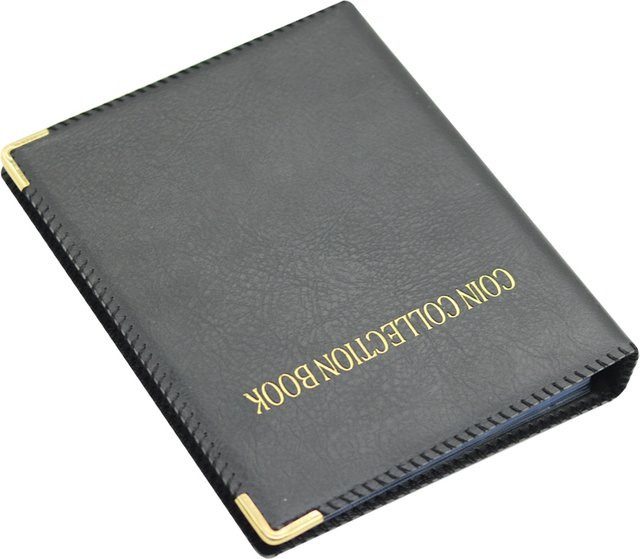 Münzsammelbuch in Schwarz mit 480 Fächern und 20 Seiten aus Kunststoff für 20/25/27/30 mm Münzstempel mit Drahtbindung - Bild 1