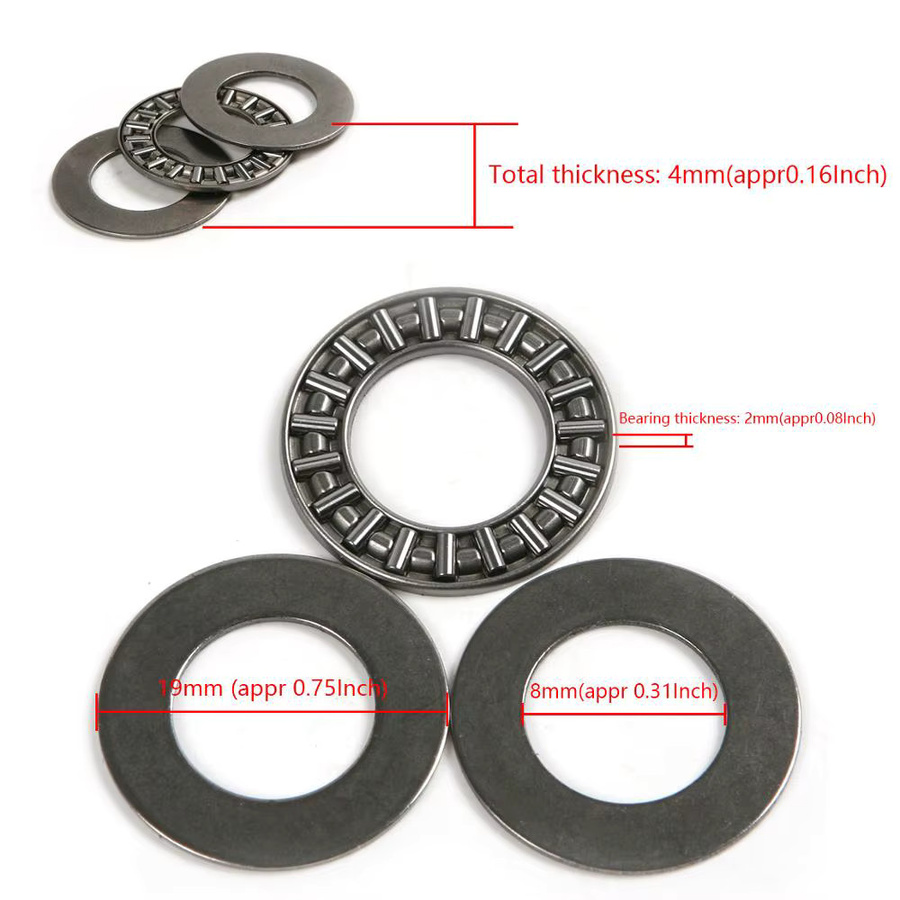 10 Sets CHEERBRIGHT 3-in-1 Axial-Nadelrollenlager AXK0619-AXK1730 + 2AS mit zwei Scheiben in Silber - Bild 2