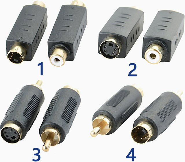 BSN S-Video auf RCA Adapter, 4-poliger S-Video-Stecker auf Cinch-Buchse, schwarz - Bild 1