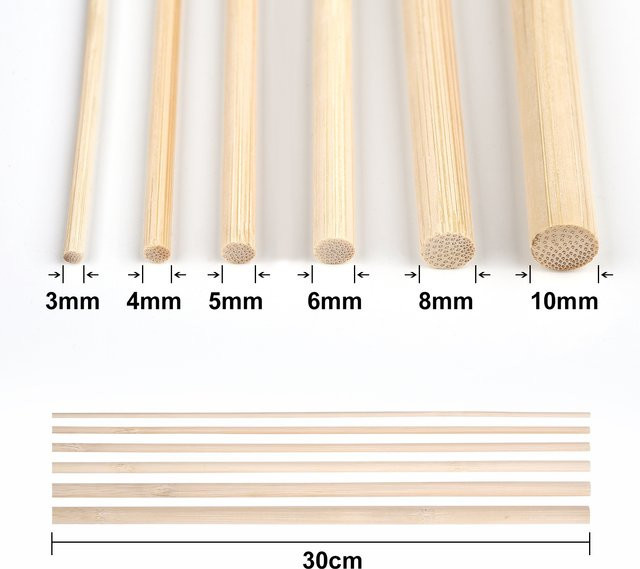 Massive Bambusstäbe aus Holz in Beige für DIY-Modellbau und Bastelarbeiten, Länge: 30 cm - Bild 1