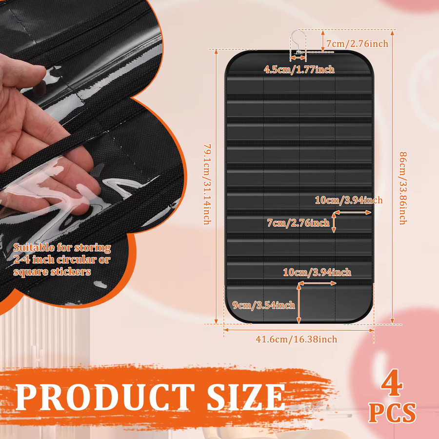 Willkey Aufkleber Display Organizer aus Kunststoff, Schwarz, 2/4 Stück - Bild 6