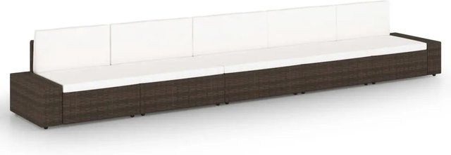 vidaXL 5-tlg. Garten-Lounge-Set in L-Form aus Poly-Rattan und Metall, Braun/Weiß mit Polsterkissen und abnehmbaren Bezügen - Bild 1