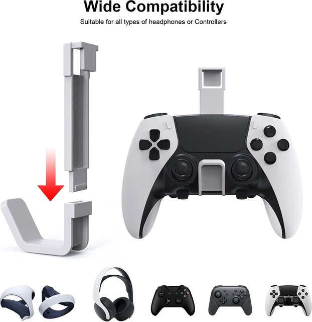 VAORLO 2er-Pack Controller-Headset-Ständer in Weiß für PS5 und PS5 Slim Digital Drive Konsole - Bild 1