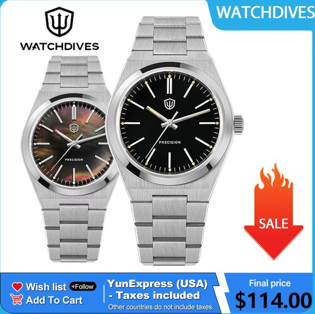 Watchdives Armbanduhr, Quarz, Edelstahl, Schwarz, 37 mm, Herren - Bild 1