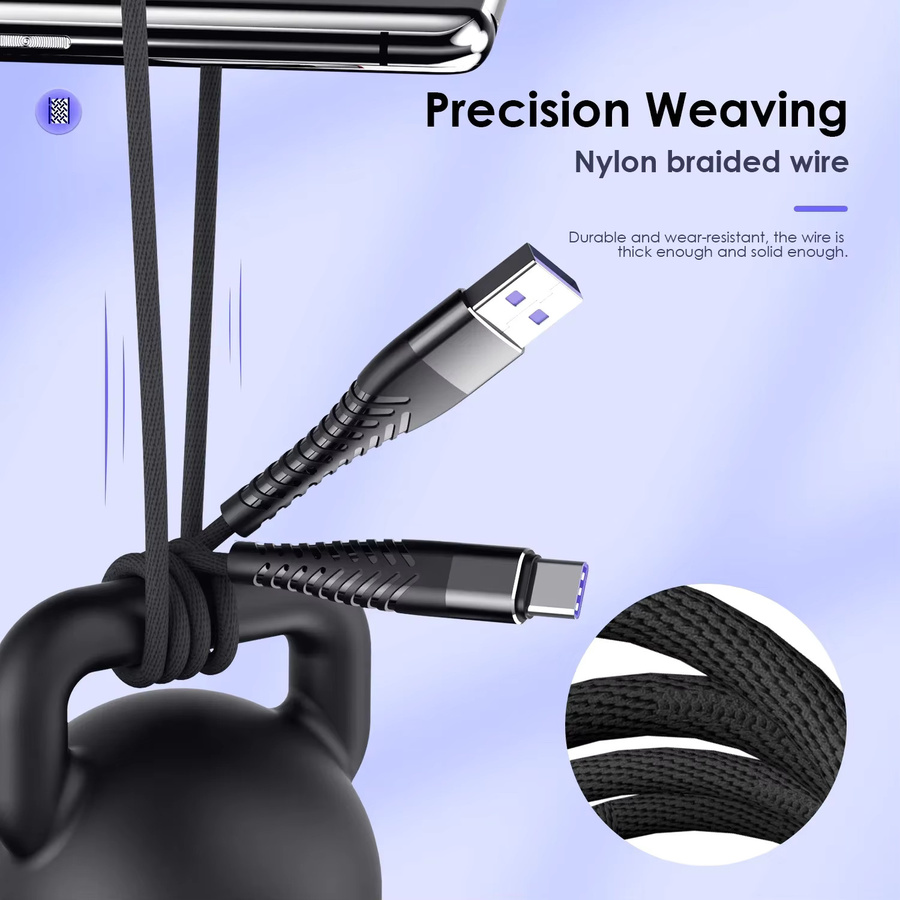 7A 100W USB zu Typ C Schnellladekabel in Blau für Xiaomi, Huawei, Samsung, OnePlus und iPhone - Bild 6
