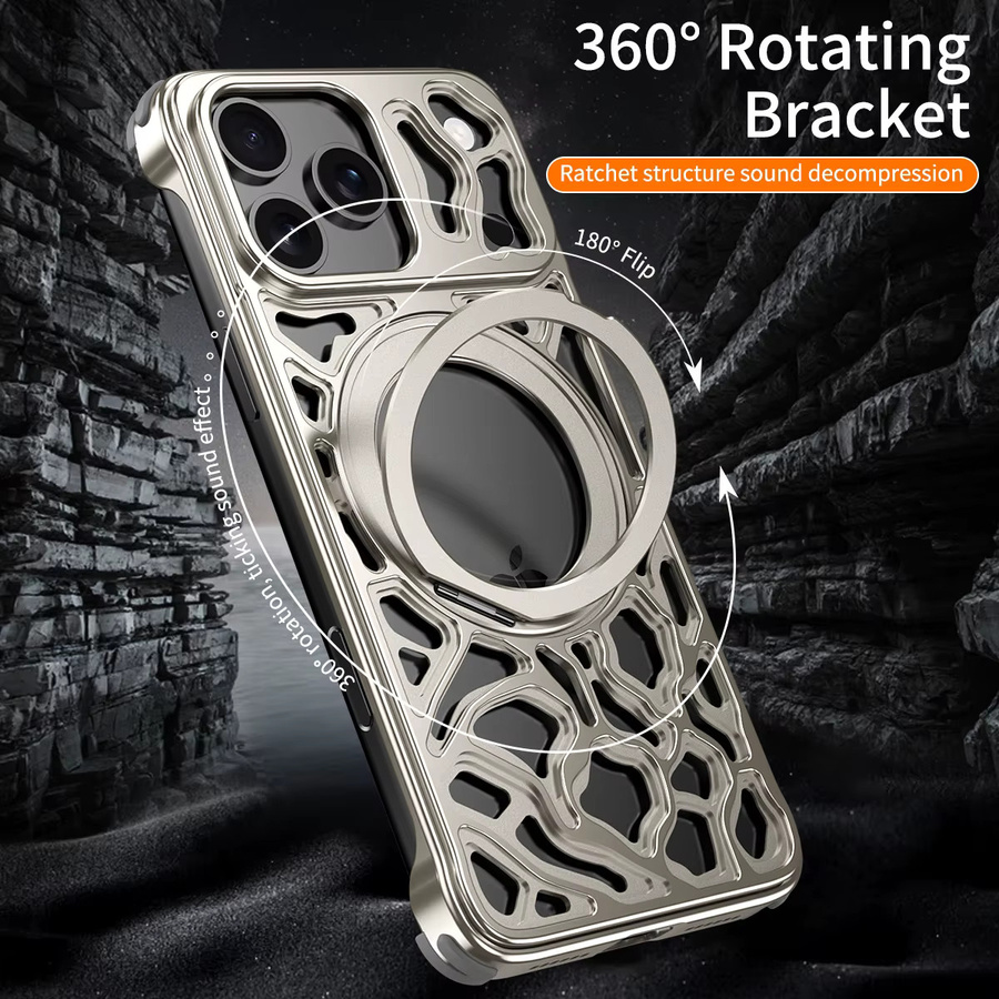 dcoud Magnetische 360 Grad Unsichtbare Halterung Handyhülle für iPhone 17 16 15 Pro Max mit Magsafe und Aluminiumlegierung in Grau - Bild 3