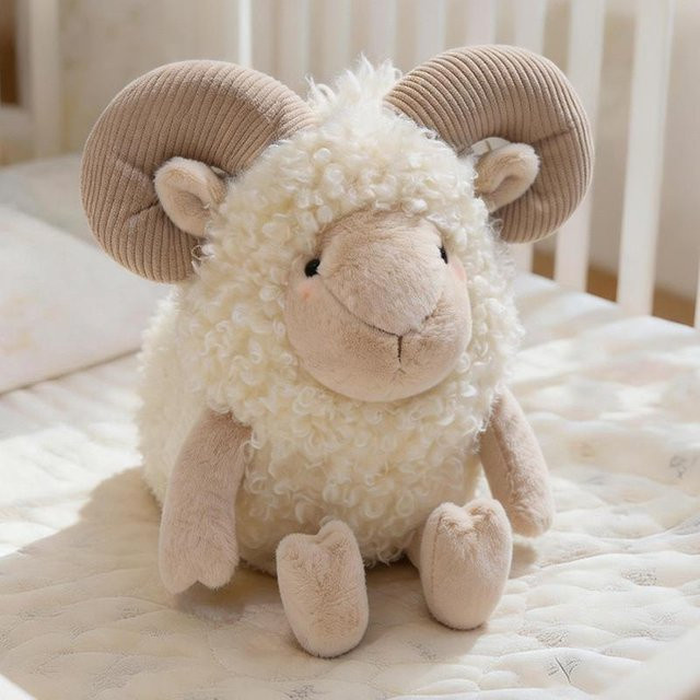 Yiran toy Lockiges Schaf, Plüschtier, Weiß, Braun, 35cm, ab 14 Jahre - Bild 1
