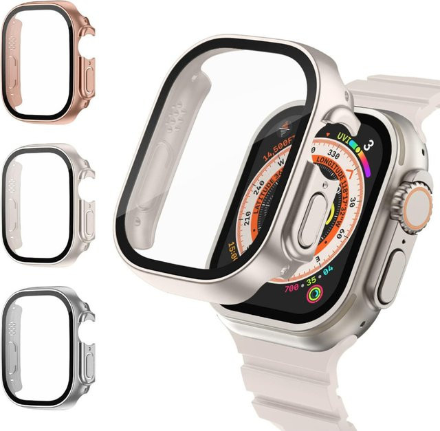 samusak Uhrenzubehör Glas Gehäuse für Apple Watch Ultra 2 49mm, Silber - Bild 1
