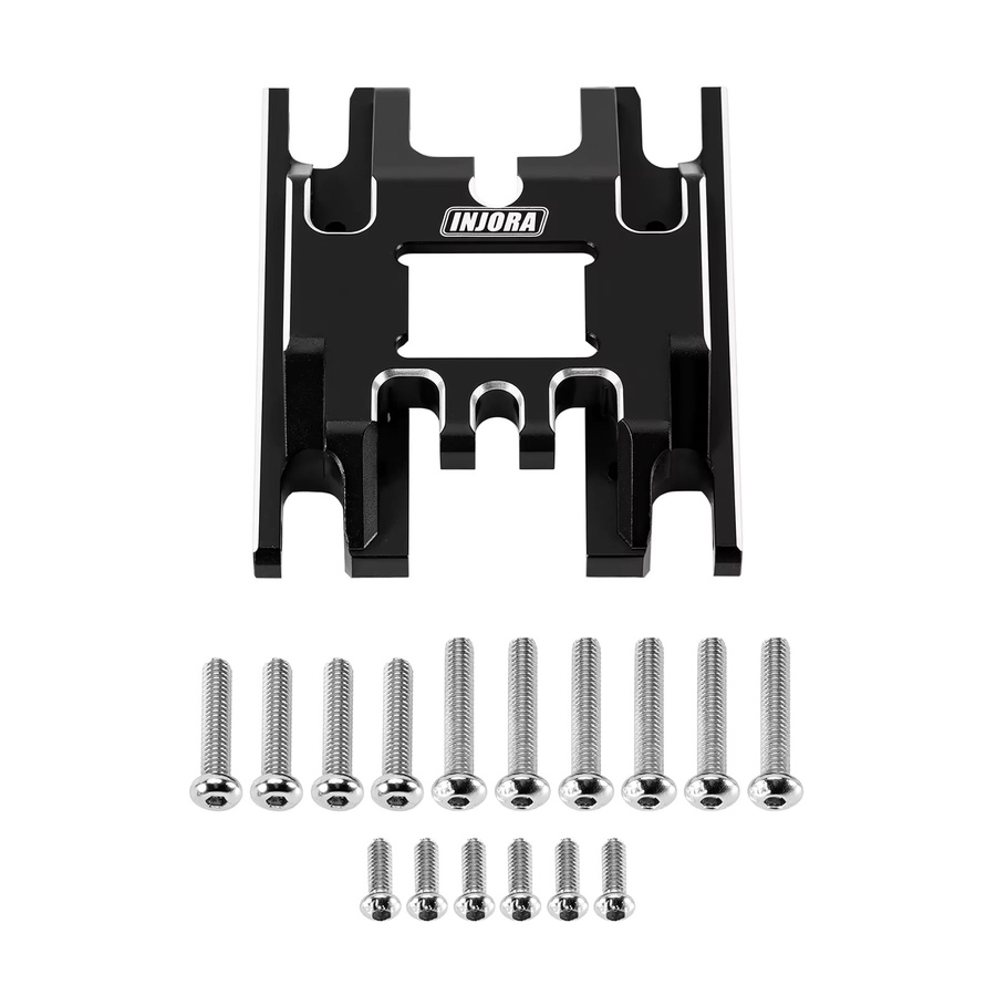 INJORA Aluminium-Unterfahrschutz-Getriebehalterung für 1/18 RC Crawler TRX4M, Metall, Schwarz - Bild 2