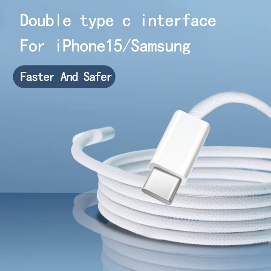 USB-C auf Typ-C Datenkabel mit 60W PD Schnellladefunktion, geflochtenes Ladekabel in Weiß für Android und Samsung - Bild 2
