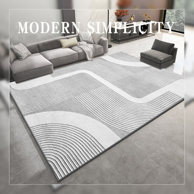 VIKAMA Teppich mit geometrischen Linien im Wabi-Sabi Design, rutschfest und schmutzabweisend, ideal für Wohnzimmer und Schlafzimmer - Bild 1
