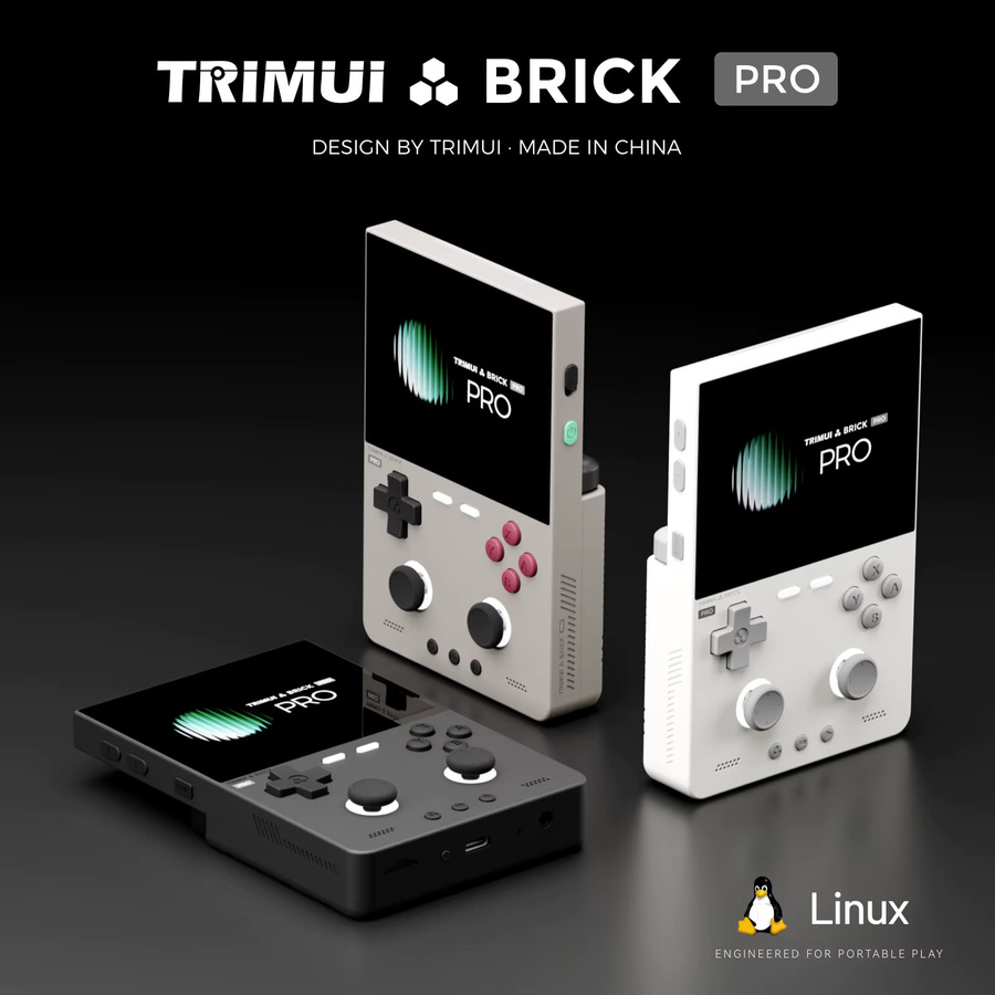 Trimui Brick Pro Retro Handheld-Spielkonsole mit 3,95 Zoll Display in Schwarz - Bild 3