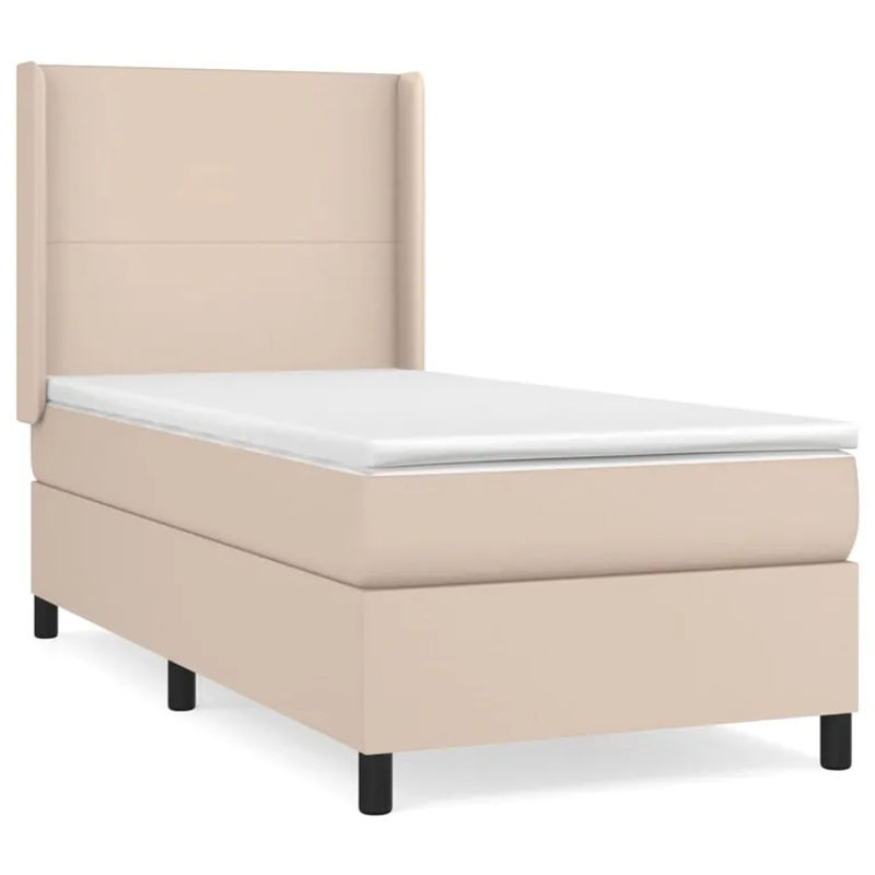 Vidaxl Kontinentalbett mit Matratze in Beige, modernes Boxspringbett aus Kunstleder, B/T: 90 x 190 cm - Bild 2
