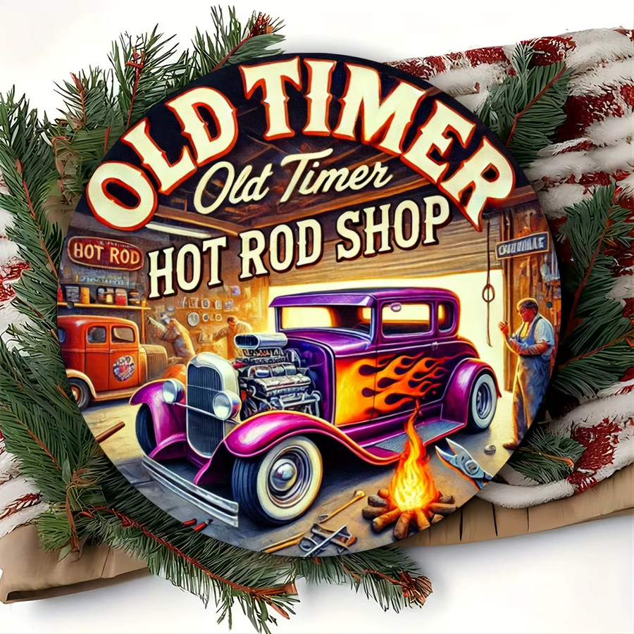Potdemiel Vintage Hot Rod Shop Metallschild aus Aluminium, B/B/B: 20,3 x 20,3 x 20,3 cm, Mehrfarbig - Bild 6