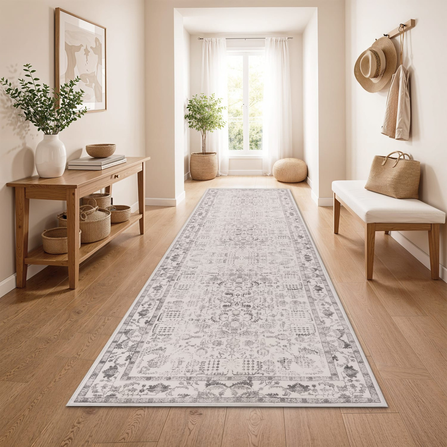 Waschbarer Sami Teppich Grau Anthrazit Modern Rutschfest B/T: 80 x 300 cm - Bild 2