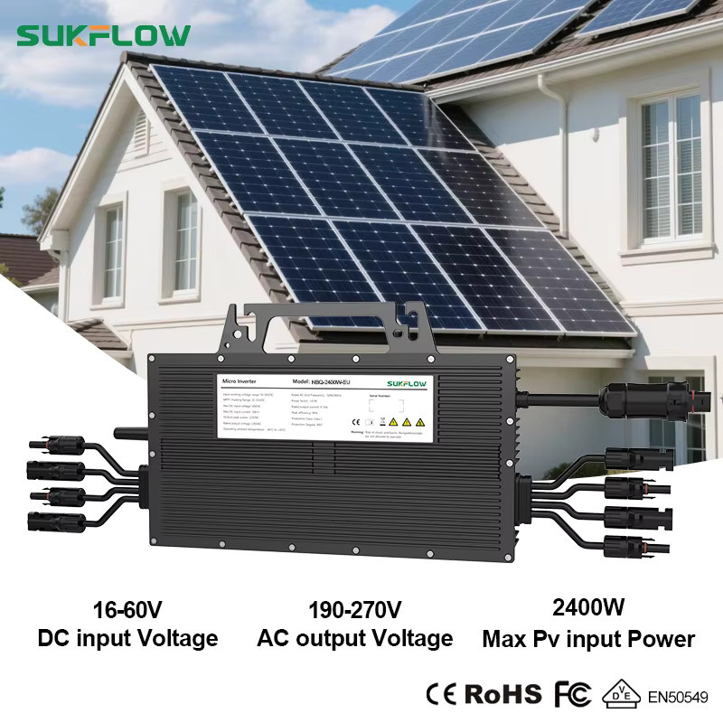 Sukflow Mikro-Wechselrichter 2400W mit WiFi-App-Kompatibilität für dein Solarenergiesystem, Schwarz - Bild 2