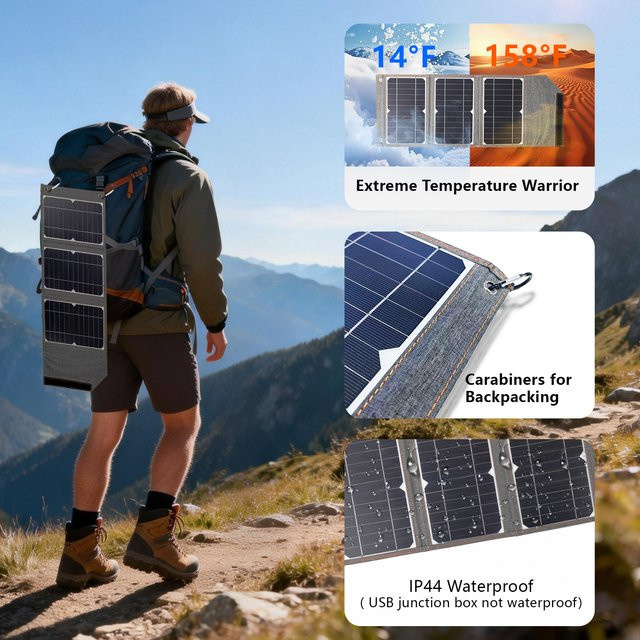 ELEGEEK 180W Solarpanel-Ladegerät mit USB-A für schnelles Aufladen von Mobiltelefonen beim Camping und Wandern - Bild 1