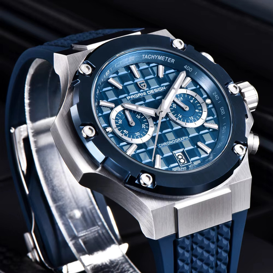 PAGANI DESIGN Chronograph, Quarz, Edelstahl, Blau, Herren - Bild 4