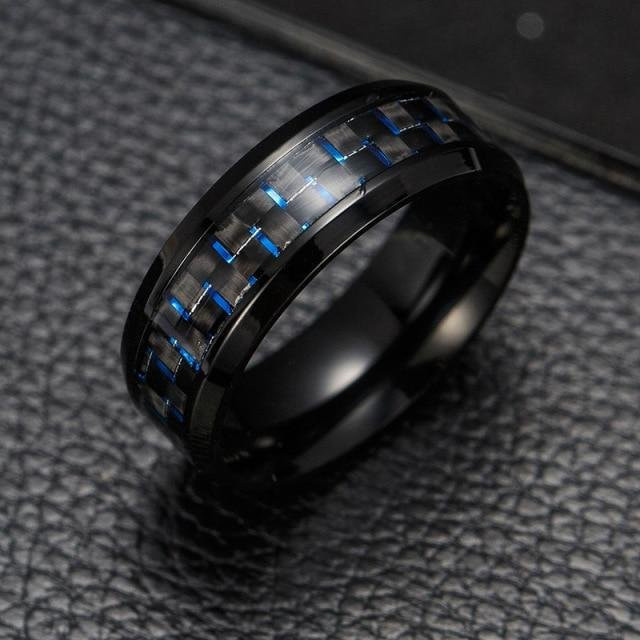 Wucifang Jewelry Ring, Titanstahl, Kohlefaser, blau-rot, Herren - Bild 1