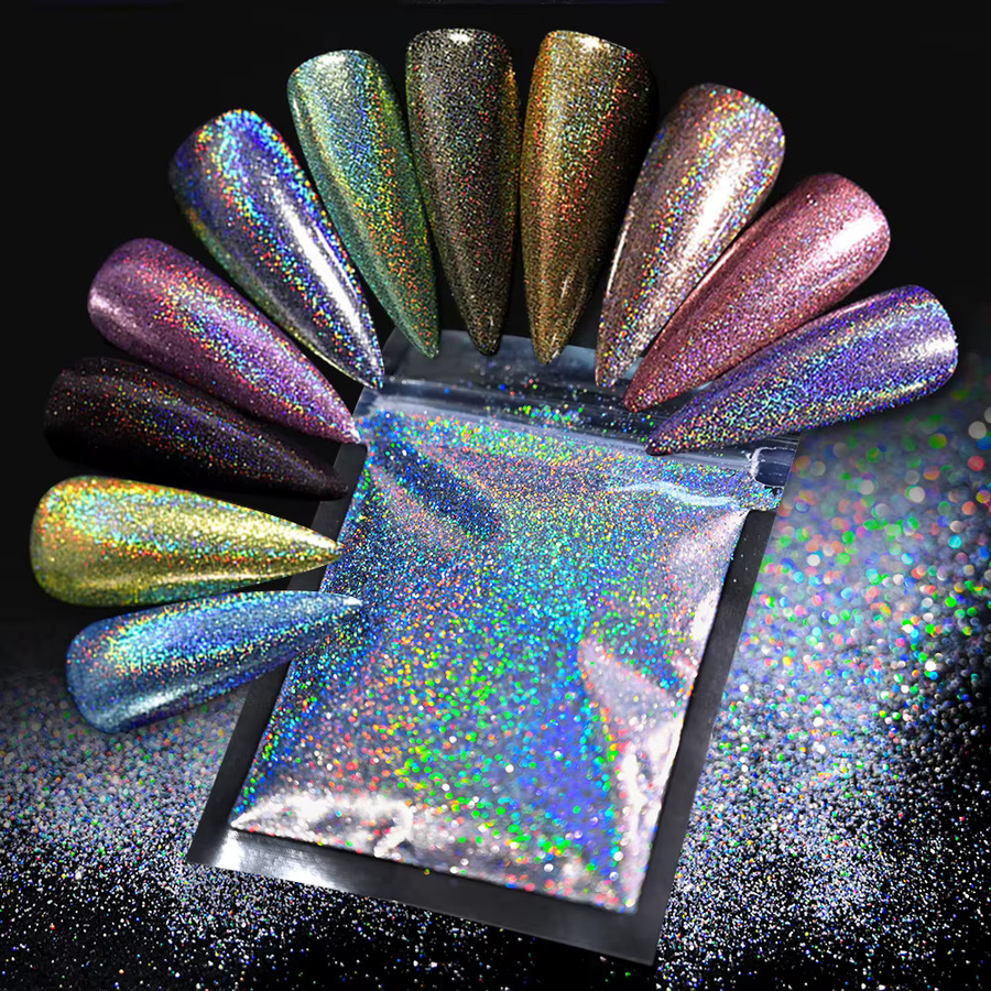 MAFANAILS Nail Art Glitter Pulver, Laser Gold/Silber, 5/10g, Glänzend - Bild 2