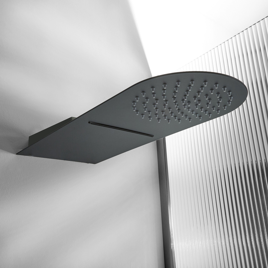 Hudson Reed Nox Wandduschkopf in Matt Schwarz mit 2 Funktionen und Rain-Effekt, B: 20 cm, H: 50 cm, T: 2,5 cm - Bild 1