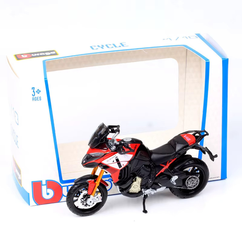 Bburago Ducati Multistrada V4 Pikes Peak Adventure Touring, Motorrad, Druckguss-Modell, Maßstab 1:18, Rot - Bild 2