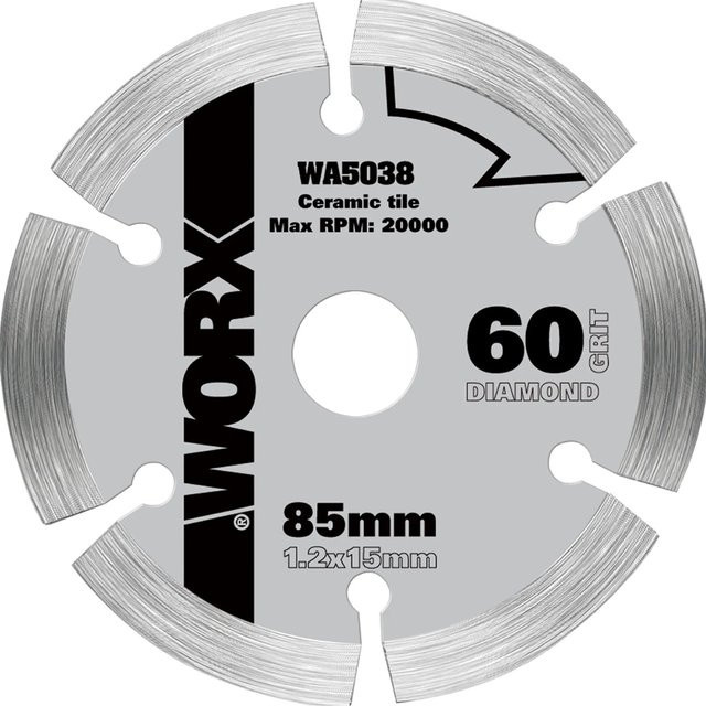 Worx Diamant-Handkreissägeblatt WA5038 für Stein und Metall, Farbe: Silber, Durchmesser: 85,0 mm - Bild 1