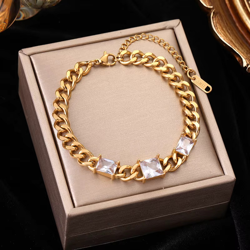Eilieck Armband, Edelstahl, Zirkonia, Gold, Damen - Bild 2