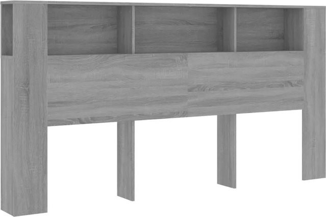 vidaXL Kopfteil mit integrierten Ablagen in Grau Sonoma, Breite: 200 cm, Tiefe: 18,5 cm, Höhe: 104,5 cm - Bild 1