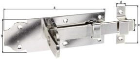 GAH Alberts Schlossriegel gerade aus Edelstahl in Silber matt, Länge: 14 cm - Bild 1