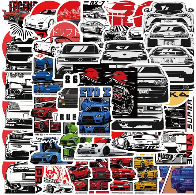 Rspctou Japan JDM Racing Auto Anime Graffiti Aufkleber, 10/30/50 Stück - Bild 1