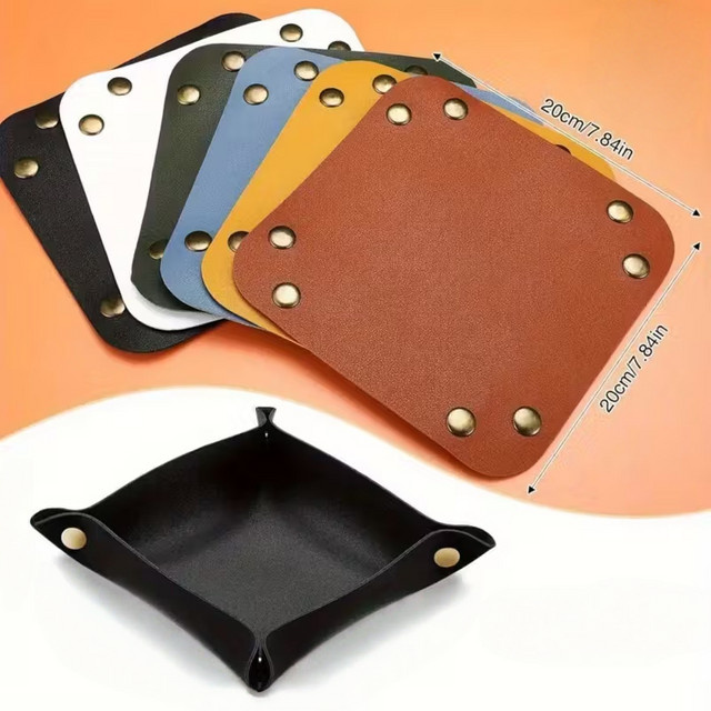 Schmuckaufbewahrungsbox aus Leder für Schlüssel und Kleinkleidung, schwarze Ablagebox für Nachttisch und Desktop, B/T/H: 20 x 20 x 20 cm - Bild 1