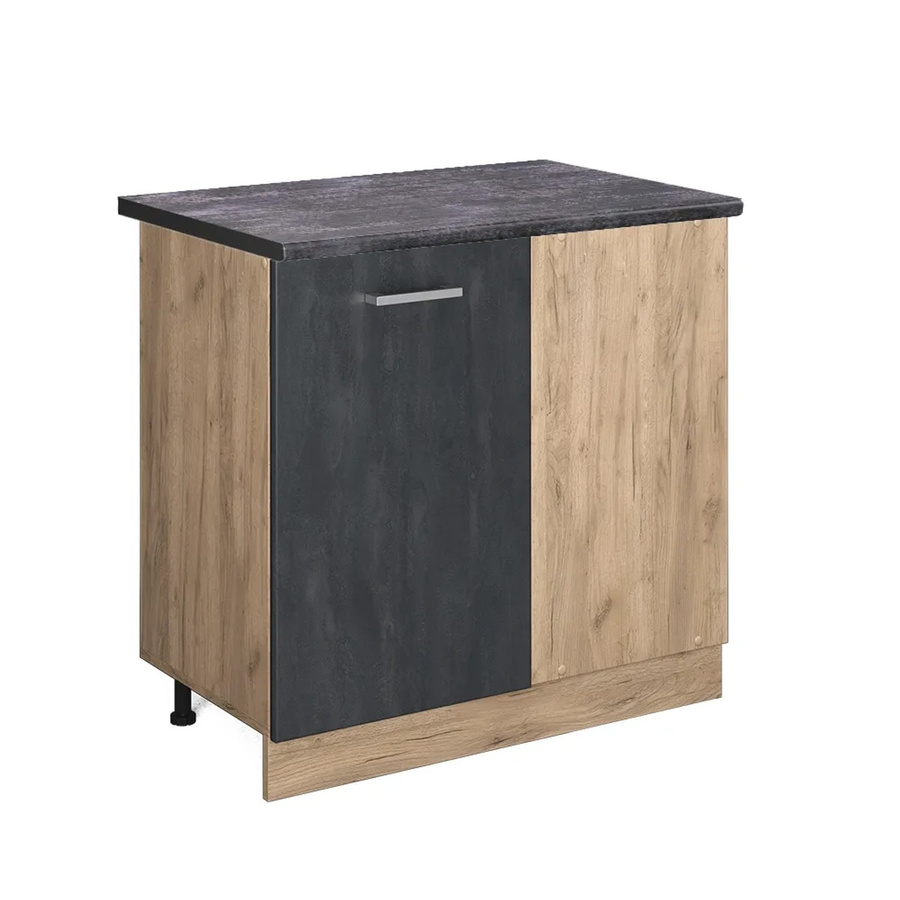 Vicco Eckunterschrank R-Line in Schwarz Beton Eiche mit Arbeitsplatte in Anthrazit, Höhe: 86 cm - Bild 3