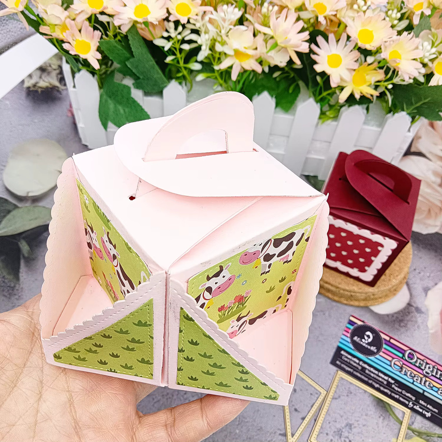 Alinacutle Geschenkbox mit Griff aus Metall in Gold für DIY Papierhandwerk und Geschenkverpackungen - Bild 3
