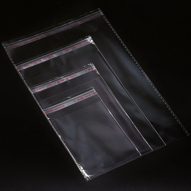 100 Stück transparente selbstklebende OPP Plastiktüten aus Zellophan für Schmuck, Süßigkeiten und Geschenke - Bild 1