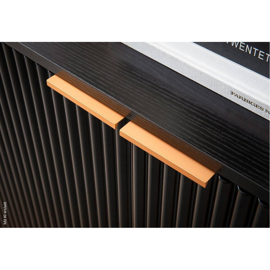 Modernes Sideboard in Schwarz und Gold mit Streifenmuster, B/H/T: 150 x 81 x 39 cm - Bild 2