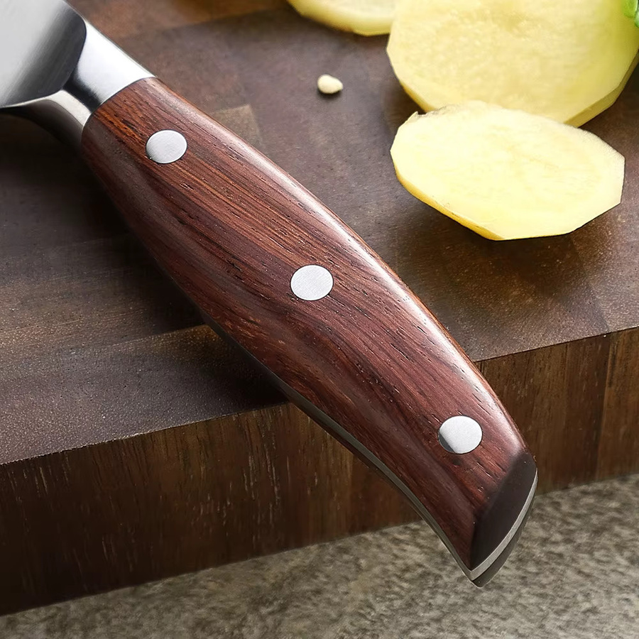 XINZUO Obstschälmesser mit 3-Lagen-Stahlkern und braunem Rotholzgriff - Bild 5