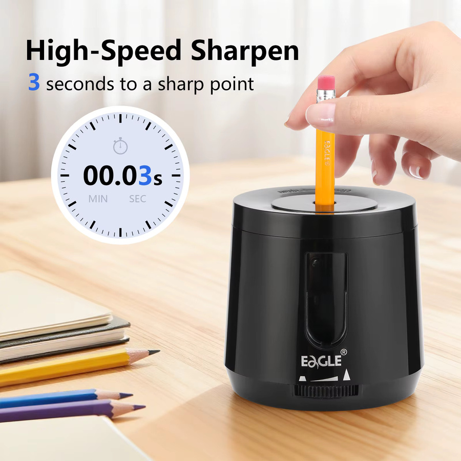 EAGLE Elektrischer Desktop-Bleistiftspitzer in Schwarz für 6–8 mm Bleistifte für Schule und Büro - Bild 4