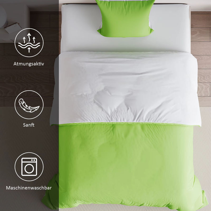 Comanlai Bettwäsche-Set vierteilig in Grün mit Bettbezug, Spannbettlaken und 2 Kissenbezügen für Bett 160 x 200 cm - Bild 3