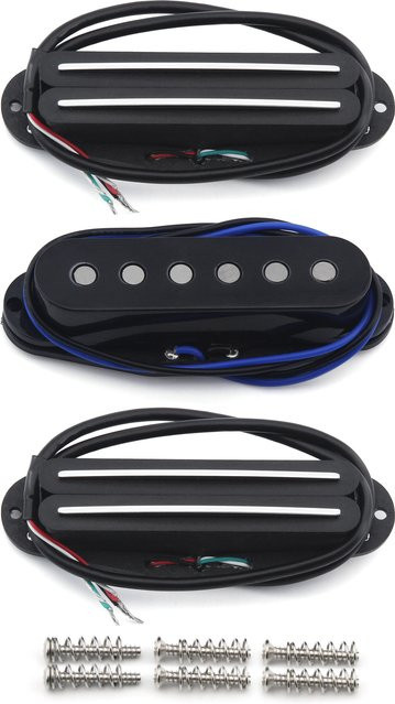 FLEOR 3-teiliges Gitarren-Tonabnehmer Set Alnico 5 Dual Rails Single Coil Pickups Schwarz für ST SSS E-Gitarre - Bild 1
