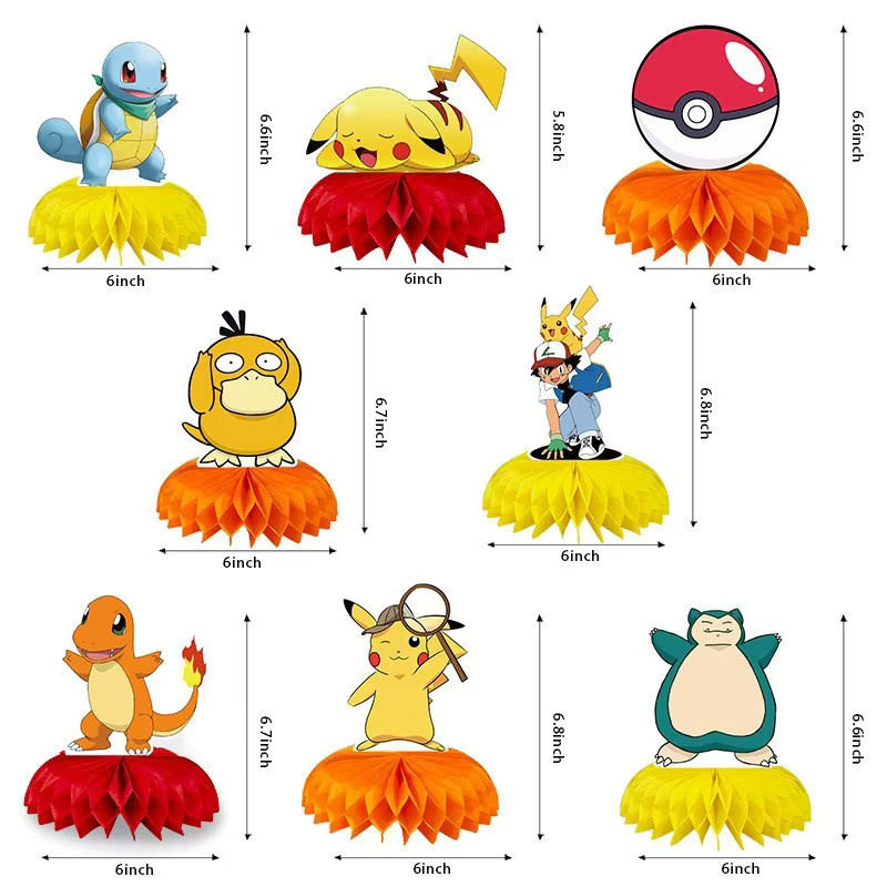 Potdemiel Pikachu Pokemon Waben-Tischdeko Gelb aus Papier für Kinder Geburtstagsdeko - Bild 2