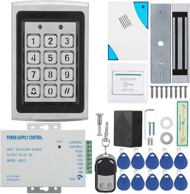 TOMTOP Elektromagnetisches Türschloss-Kit mit Zugangskontrollkarte und Passwort für dein Sicherheitssystem in Grau - Bild 1