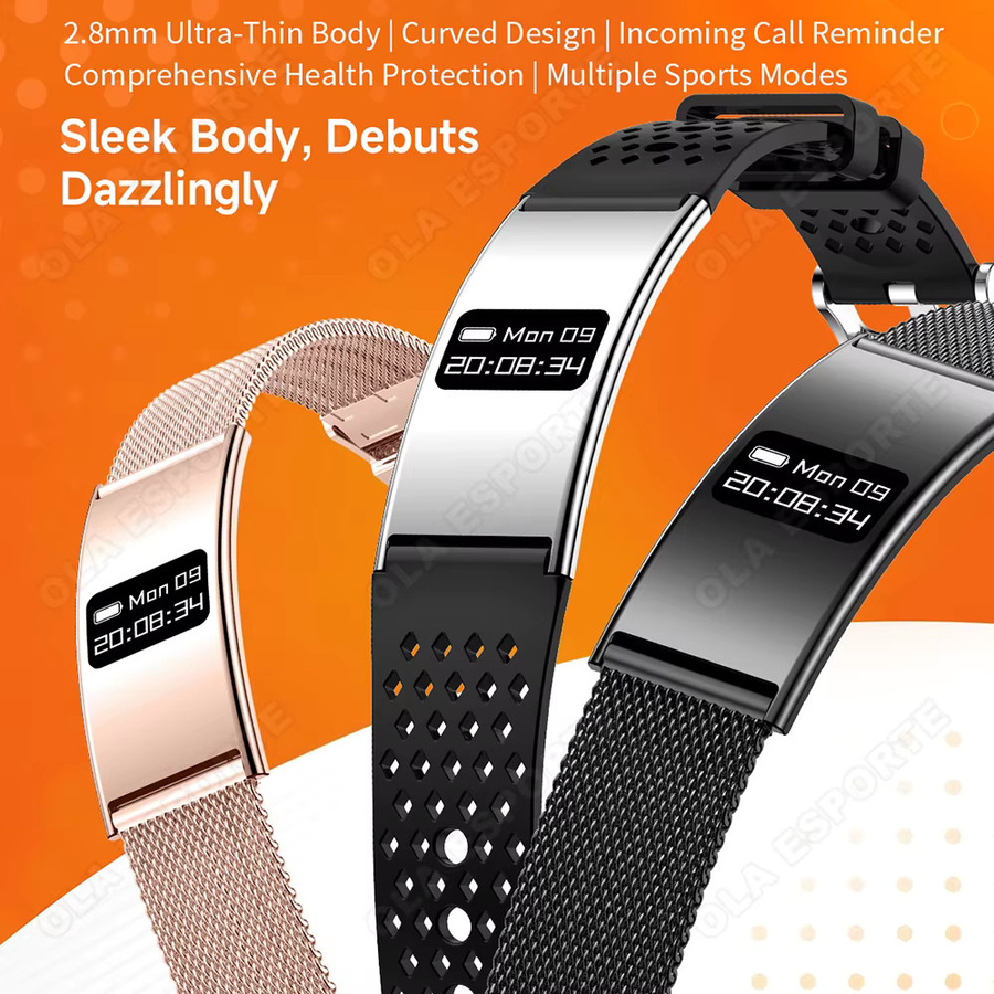 Ola Esporte Smart-Armband Fitness-Tracker für Herren mit Herzfrequenz-Monitor und Anruf-Erinnerung in Schwarz - Bild 2